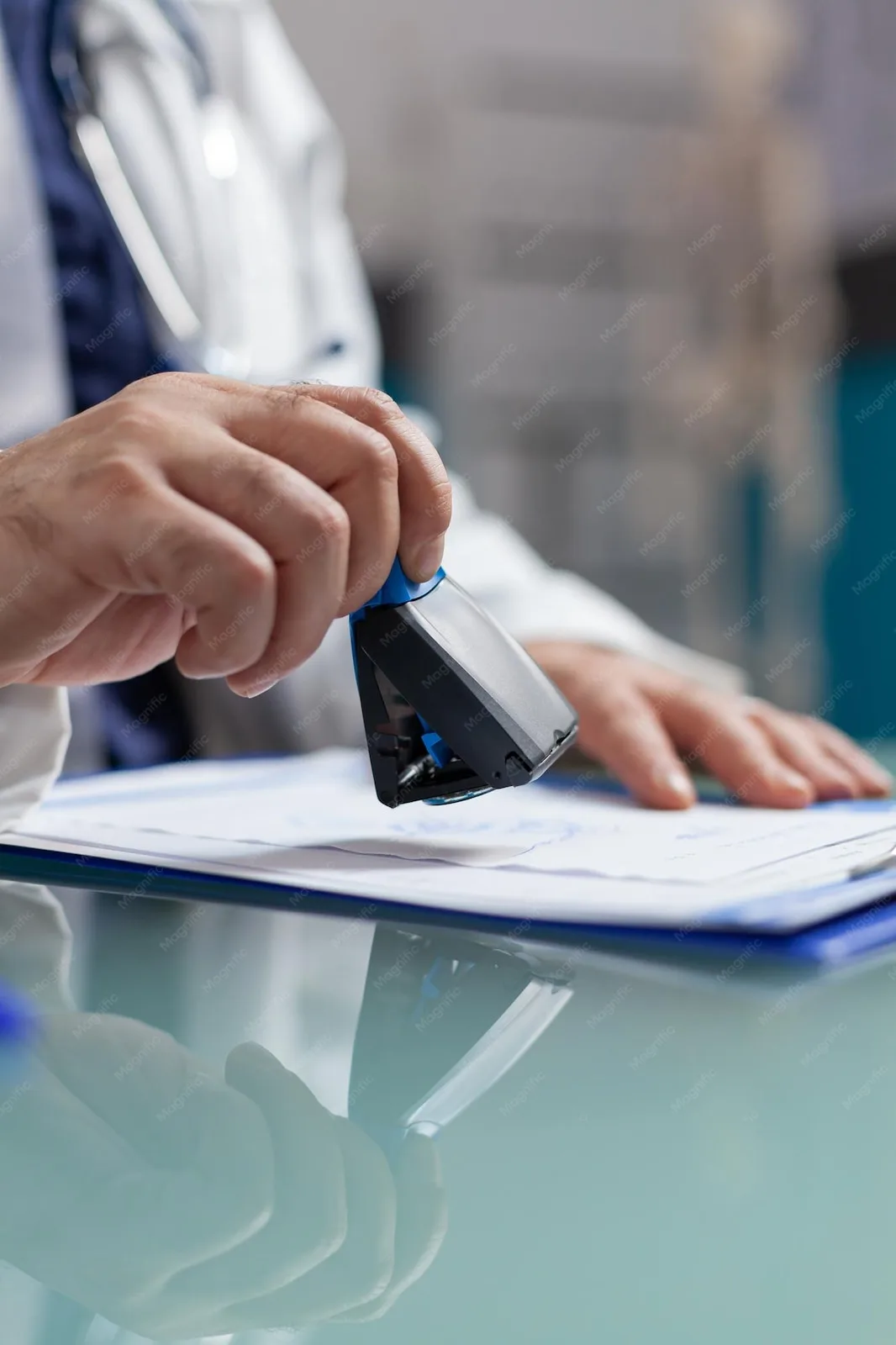 Stamped medical billing and specialty claim documents