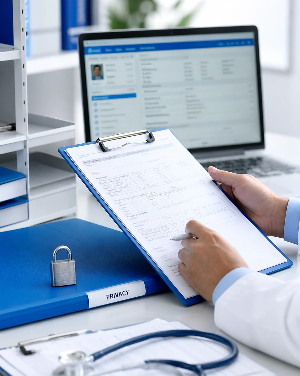 Healthcare privacy and compliance review of secure medical records